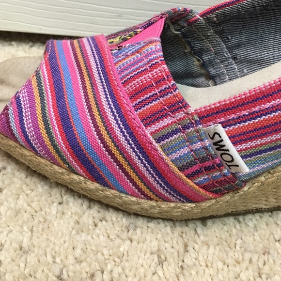 TOMS Calypso Pink Espadrille peep toe wedge