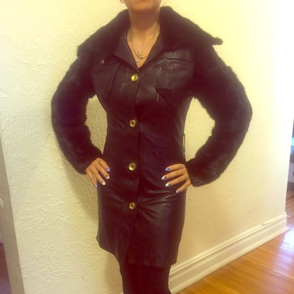 Fur and leather coat