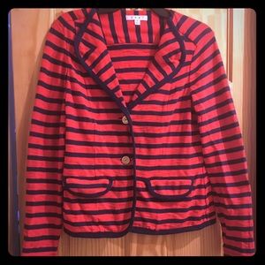 Red and navy striped blazer