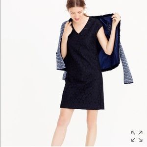 J. Crew Sleeveless Lace Shift Dress Navy Black  00