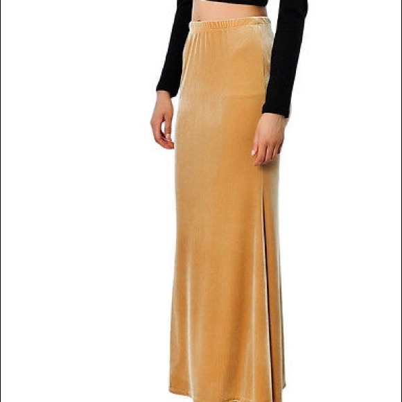 Gold velvety asos maxi skirt!