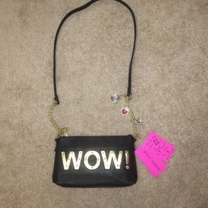 Betsey Johnson Black " WOW!" Light up Handbag