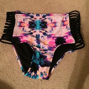 High waisted colorful swim bottoms