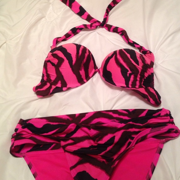 A pink zebra print Bikini