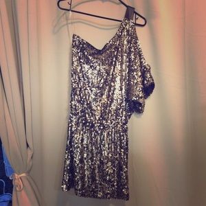 Gold sequin one shoulder dress