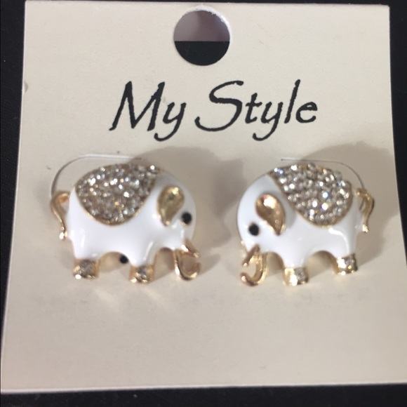 White elephants earrings