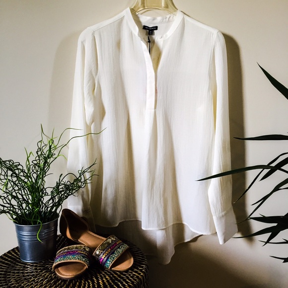 WhoWhatWear Tops - Ivory Textured Pop Over