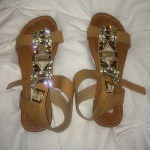 Steve Madden tan jewled sandals