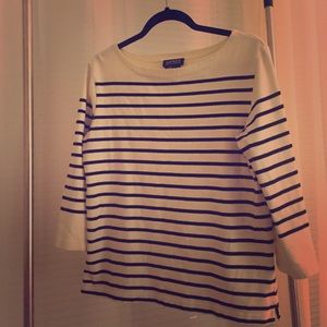 Ralph Lauren White with Navy Stripes Top