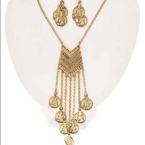 Coin necklace earring set