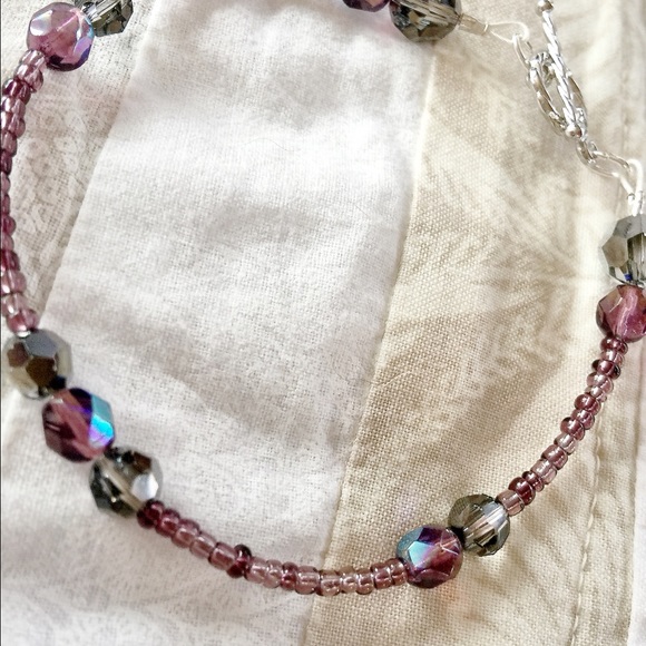 Chic Purple and Grey Beaded Bracelet