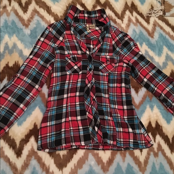 Red plaid shirt.