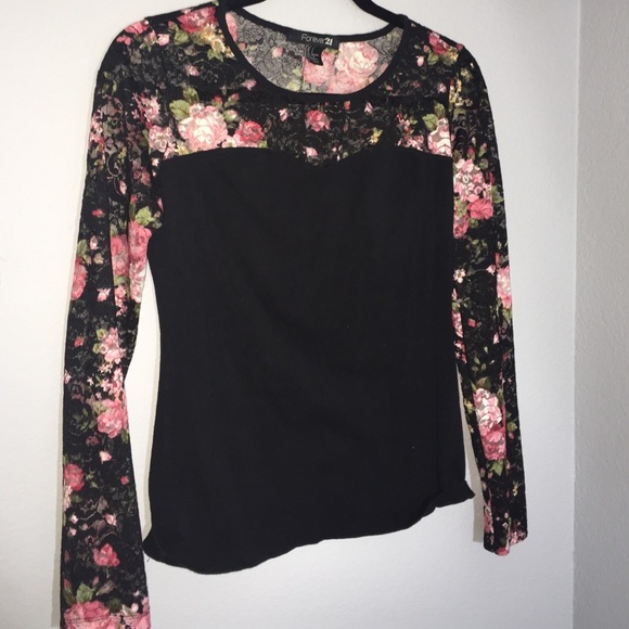 Long sleeve floral lace top