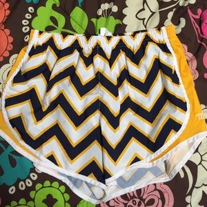 Varsity Navy yellow and white chevron shorts
