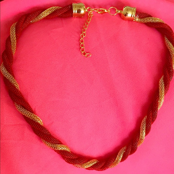 Gold and red necklace