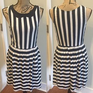 Navy+White Striped Dress