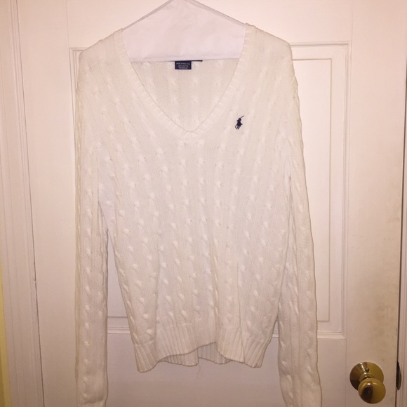 Polo cable-knit V-neck sweater