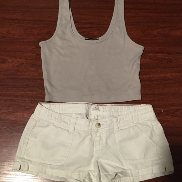 Hollister short shorts & grey crop top