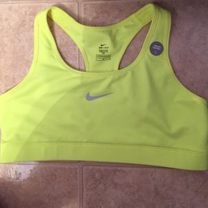 Nike neon yellow sports bra (size large)