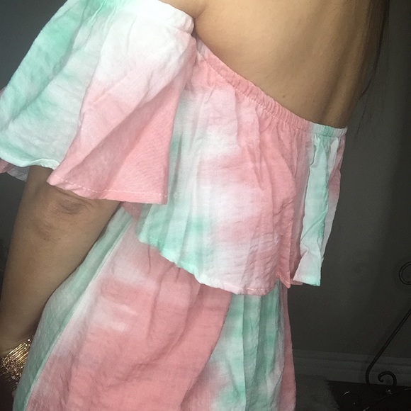 Off shoulder ruffle tie die dress - Picture 4 of 6