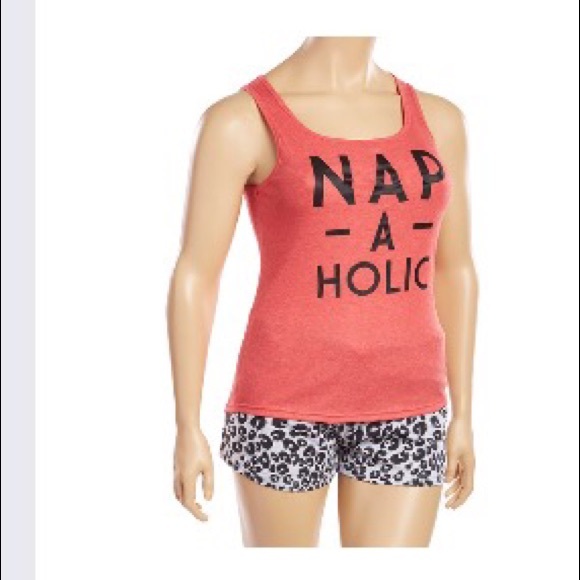 Pjs. Brand new leopard shorts and coral top.