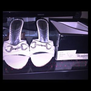 White Bebe heels - size 6