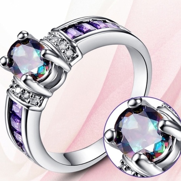 Sz 6 Mystic Topaz and Amethyst Ring