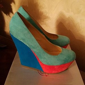 Women suede wedge shoes