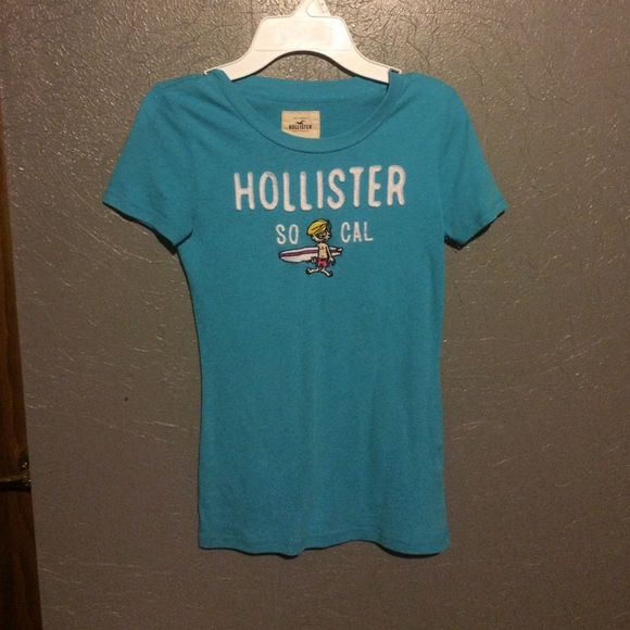 A blue hollister shirt
