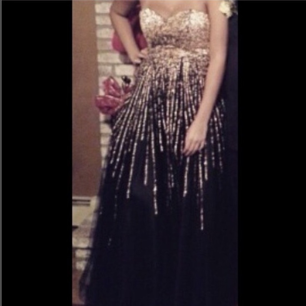 **SOLD**Black and gold prom dress