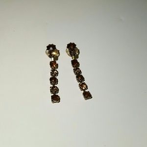 Sparkly brown tan jewel dangle earrings