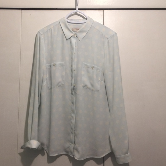 LOFT Pastel Blue Button Up Blouse