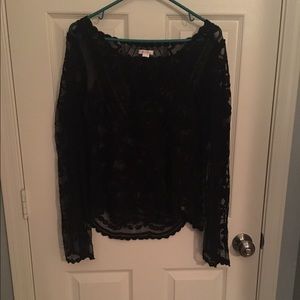 Black All Lace Long Sleeve Shirt