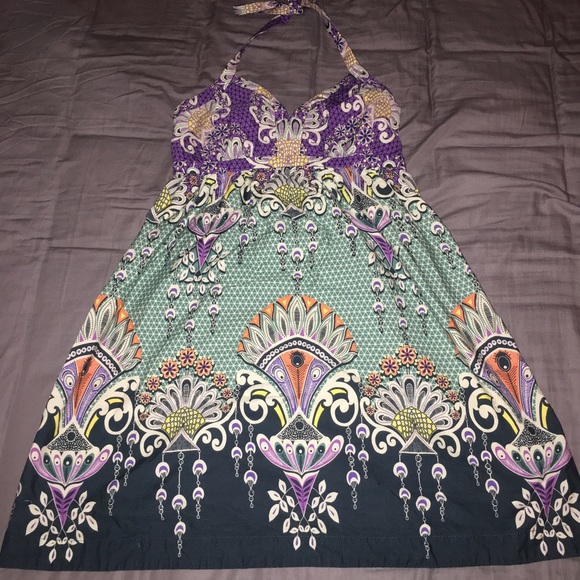 Express Colorful Boho Halter Dress, size 6 - Picture 1 of 1