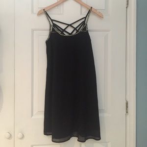 Black dress with gold beaded details