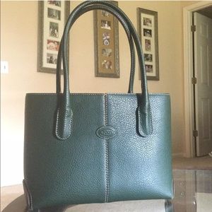 Tod's leather green tote