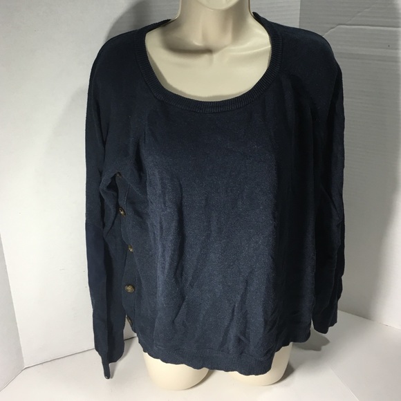 Womens Outback Red Blue Sweater W/ Side Buttons XL