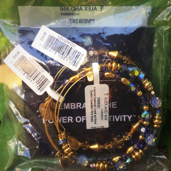 Set of 3 Alex and Ani Swarovski crystal bangles