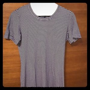 Theory blue and white striped tee shirt dress