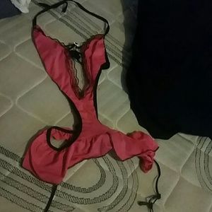 Pink maid lingerie w garter straps