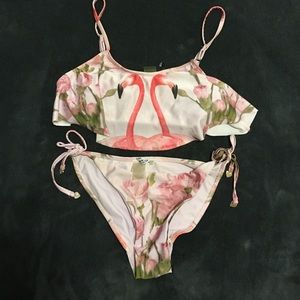 Wildfox bikini pink flamingo/roses