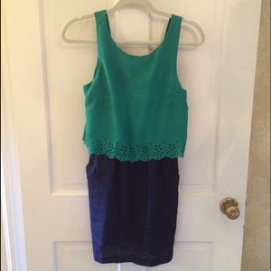 Green blue color lock dress womens small