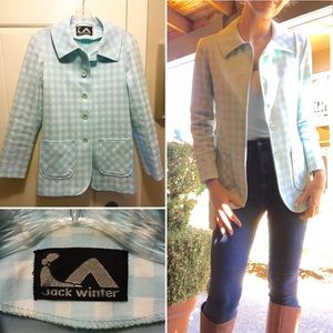 70s Blue and White Gingham Jacket