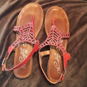 Naughty Monkey sandals-- tomato red. :)