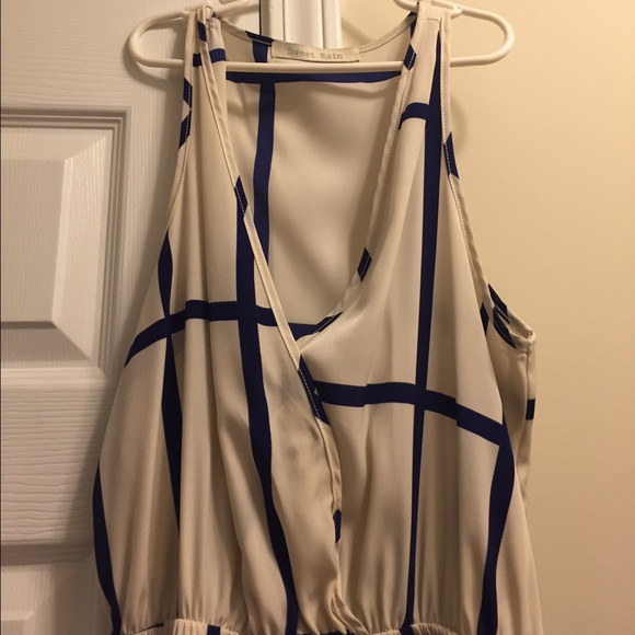 Sweet Rain cream and navy dress - Picture 2 of 3