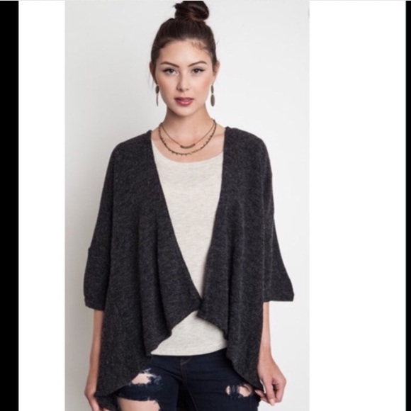 Charcoal Lace Back Sweater - Picture 3 of 3