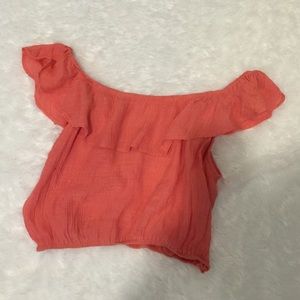 Off the shoulder crop top coral color