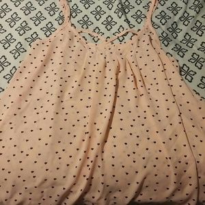 Peach and black heart tank