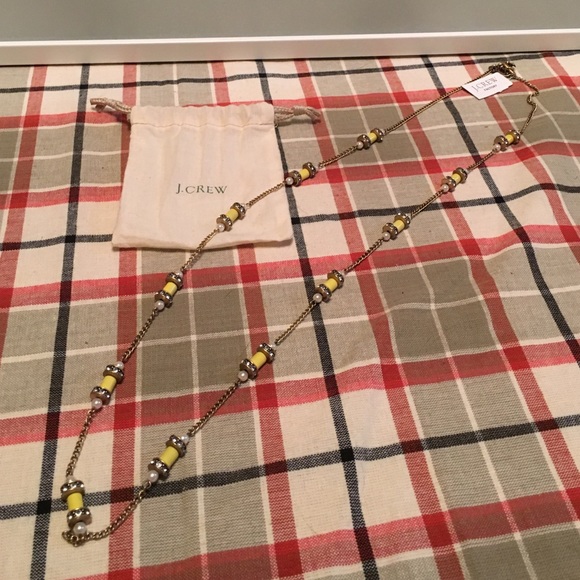 J crew NWT necklace with pearl, sparkle, & yellow