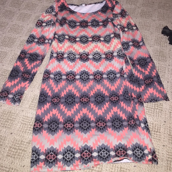 Aztec print body con dress